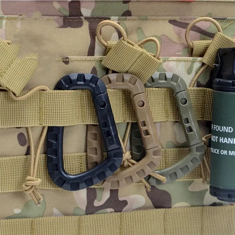 4Pcs Tactical Carabiner Set Plastic Steel Quick Hook Webbing Grimlock Lock Keychain Key Chain Outdoor Backpack Karabiner Buckle