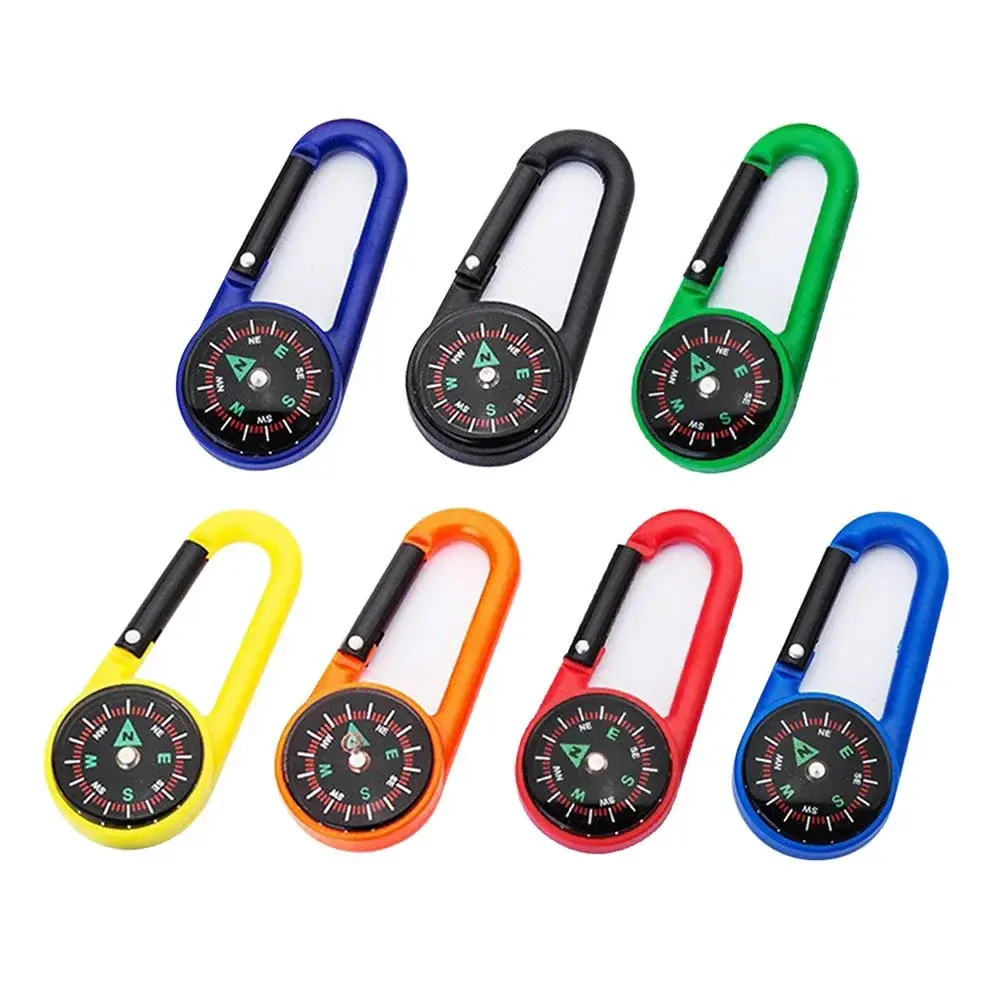 Outdoor Compass Carabiner Mini Camping Keychain Mountaineering Hiking Backpack Buckle with Compass Survival Children Gifts