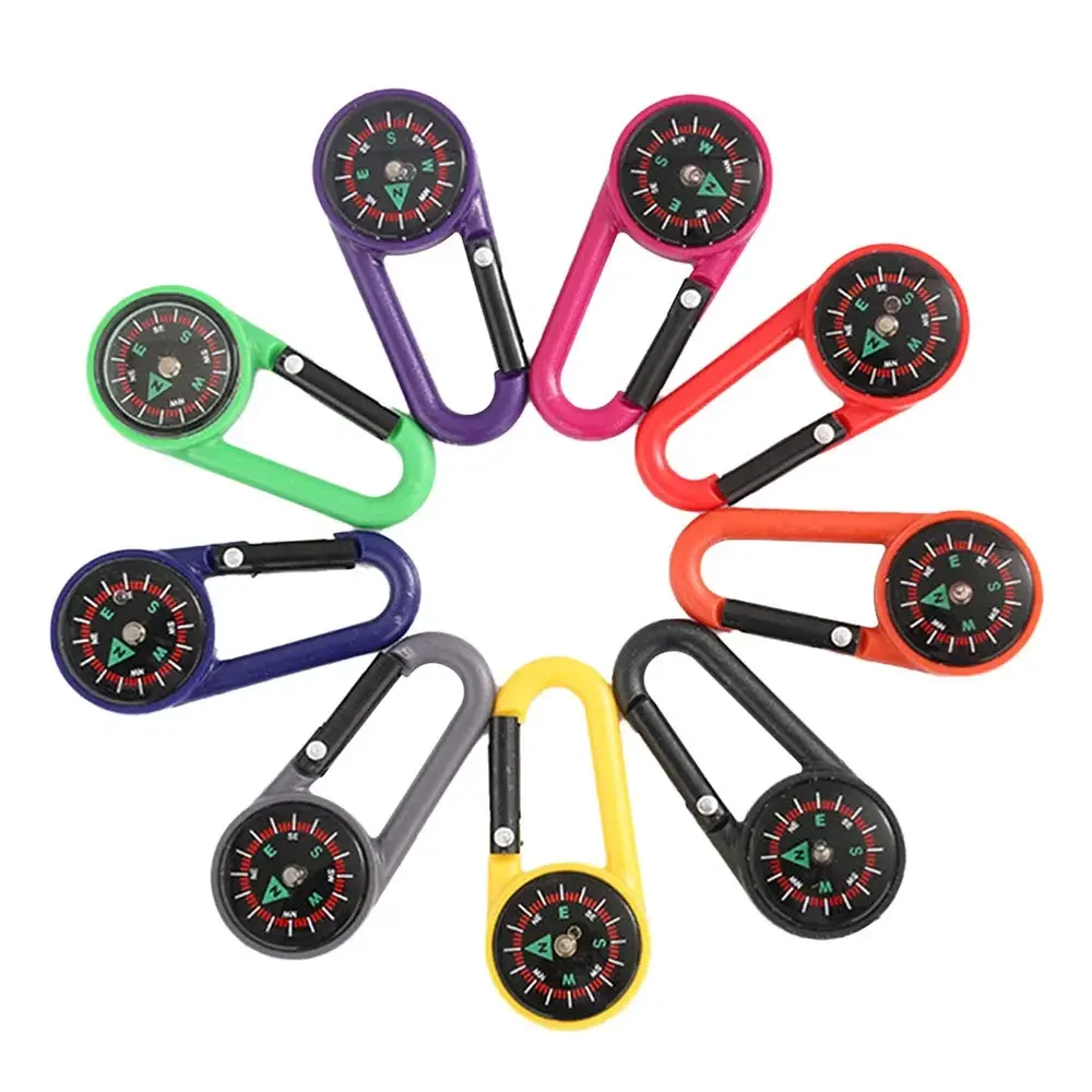 Outdoor Compass Carabiner Mini Camping Keychain Mountaineering Hiking Backpack Buckle with Compass Survival Children Gifts