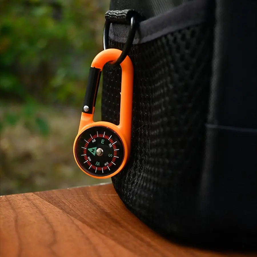 Outdoor Compass Carabiner Mini Camping Keychain Mountaineering Hiking Backpack Buckle with Compass Survival Children Gifts