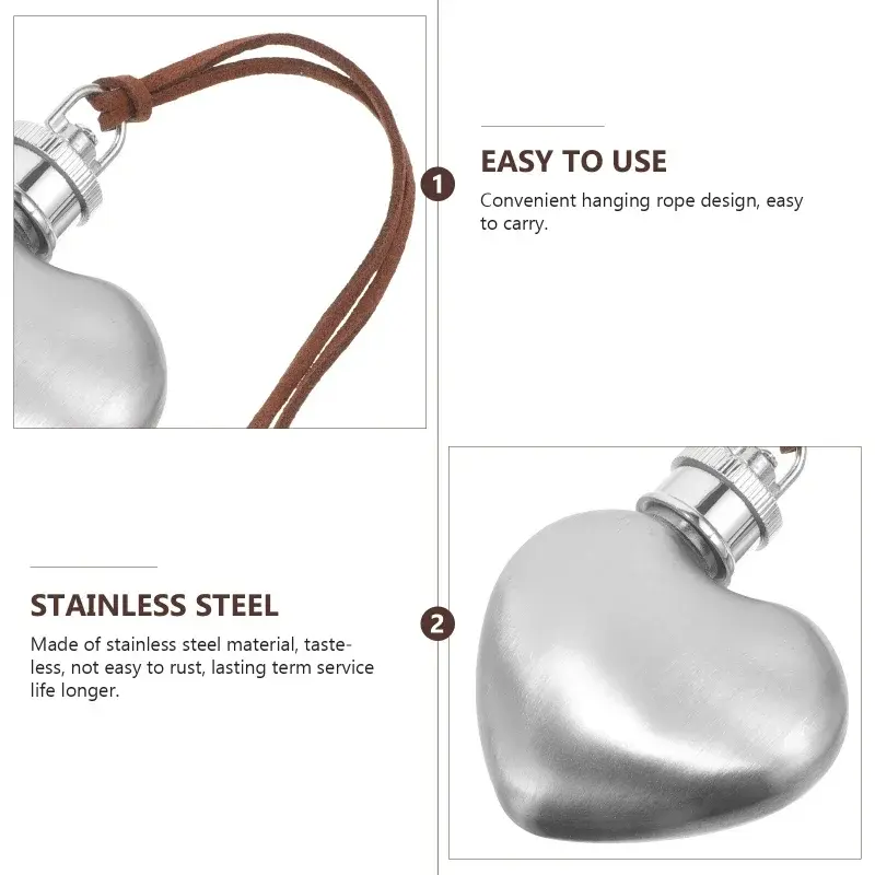 1PC Outdoor Hip Flask Portable Wine Pot Small Hip Flask Heart Shaped Flask Stainless Steel Wine Water Bottle Vodka Bottle