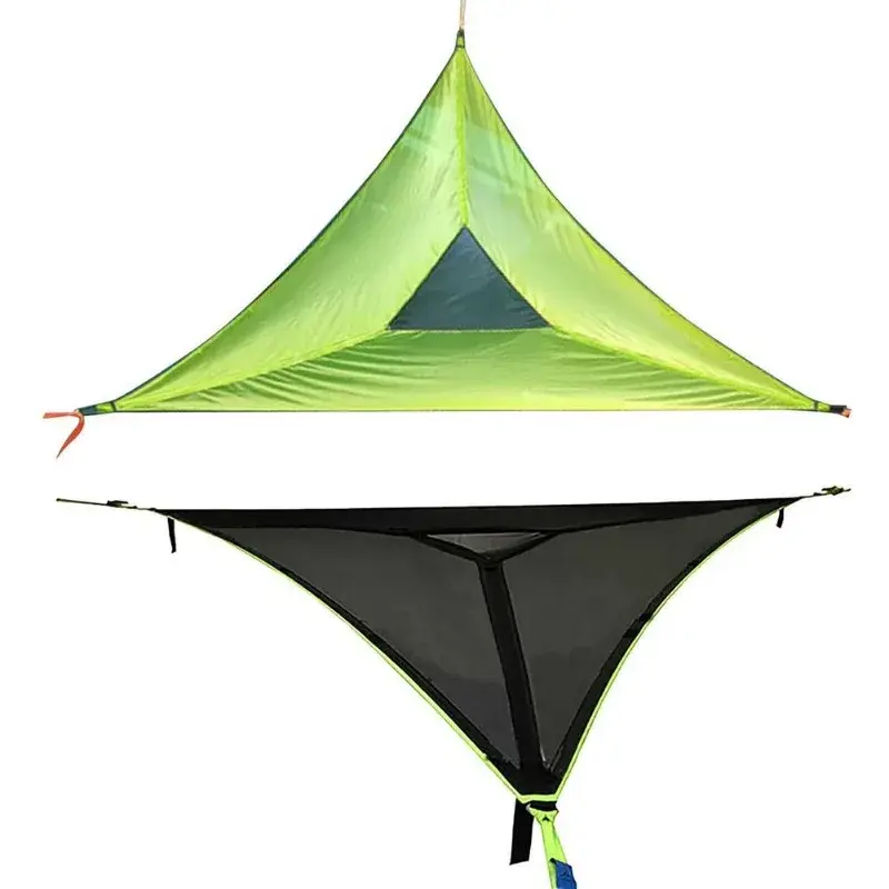 Portable Triangle Hammock Mesh Hammock Multi-Person Family Camping Air Tree Tent Leisure Mesh Bed Free Storage Bag 4m