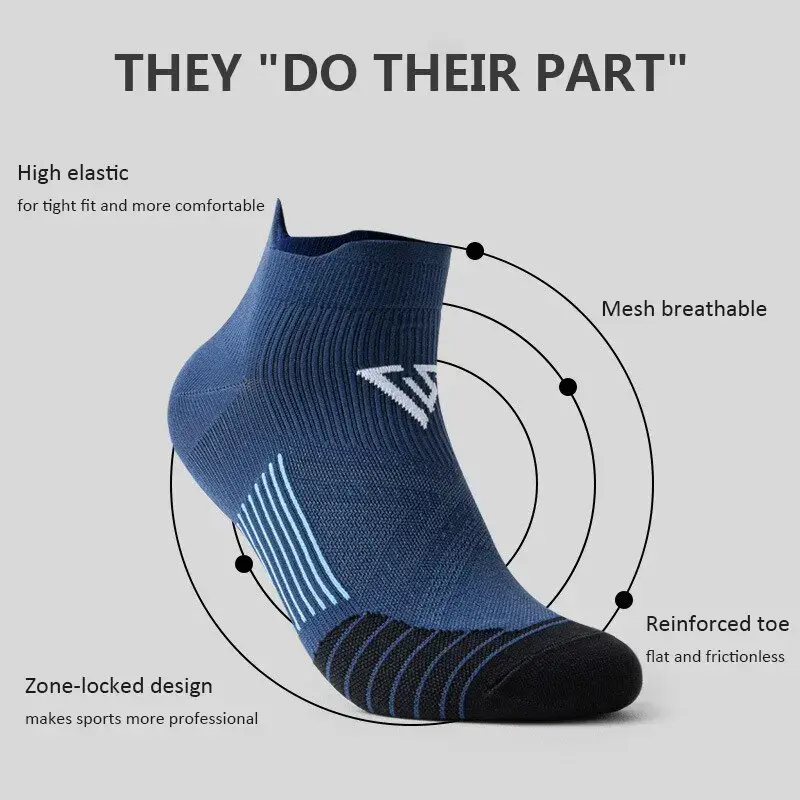 Marathon Running Socks for Men Women Cycling Sports Socks Gym Fitness Thickened Cushioned Short Tube Low Cut Boat Ankle Socks