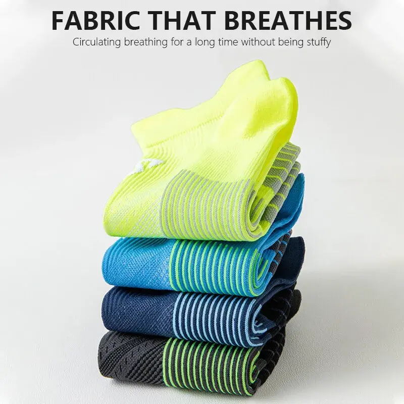 Marathon Running Socks for Men Women Cycling Sports Socks Gym Fitness Thickened Cushioned Short Tube Low Cut Boat Ankle Socks