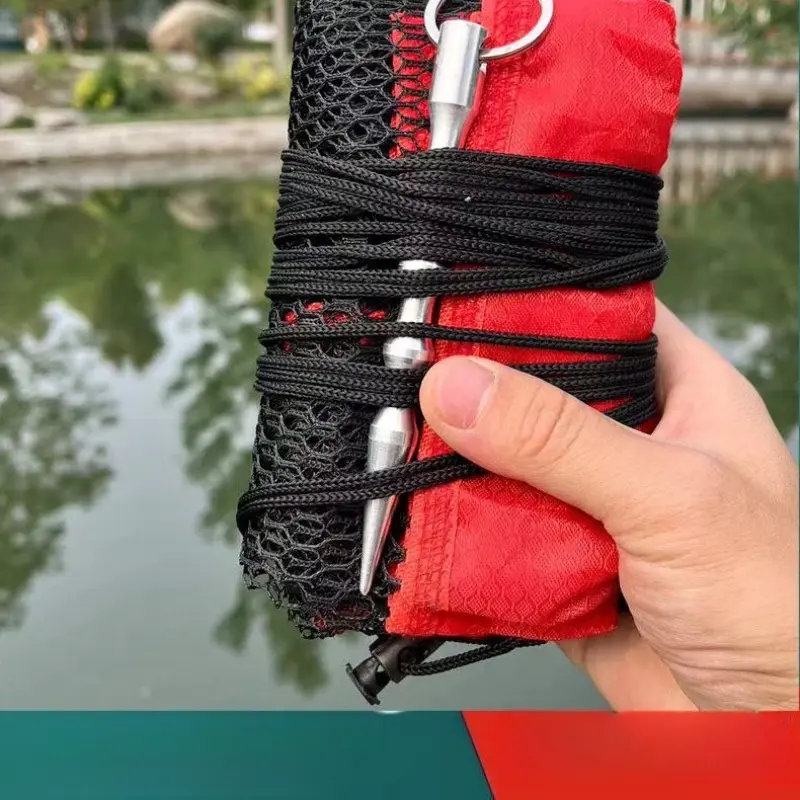Fishing Mesh Bag Folding Fishing Gear Thickening Small Grid Nets Live Fish Nets Bag Bundle Mouth Net Bag Fishing Supply