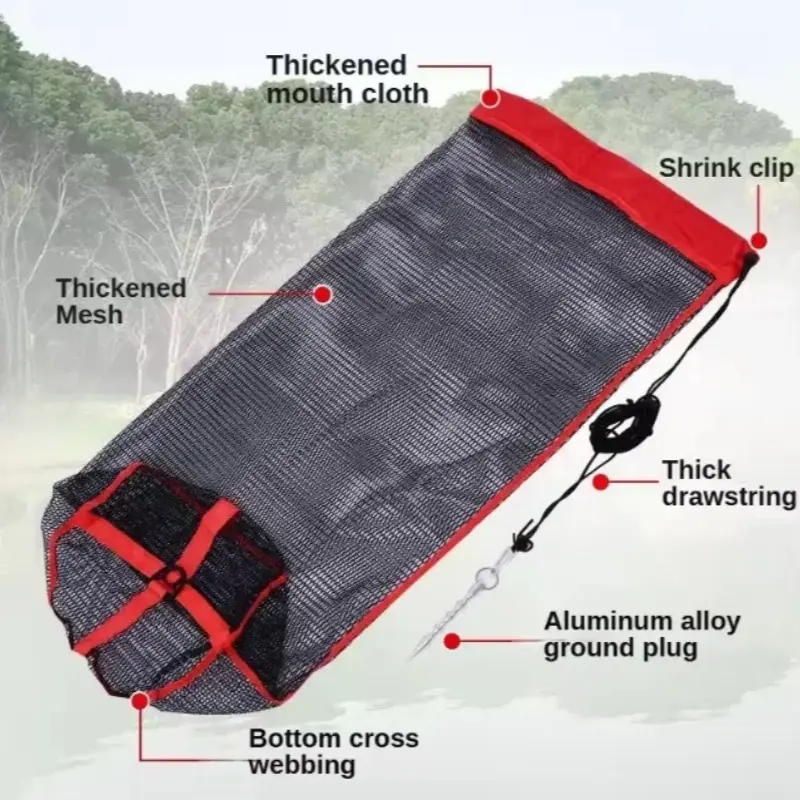 Fishing Mesh Bag Folding Fishing Gear Thickening Small Grid Nets Live Fish Nets Bag Bundle Mouth Net Bag Fishing Supply