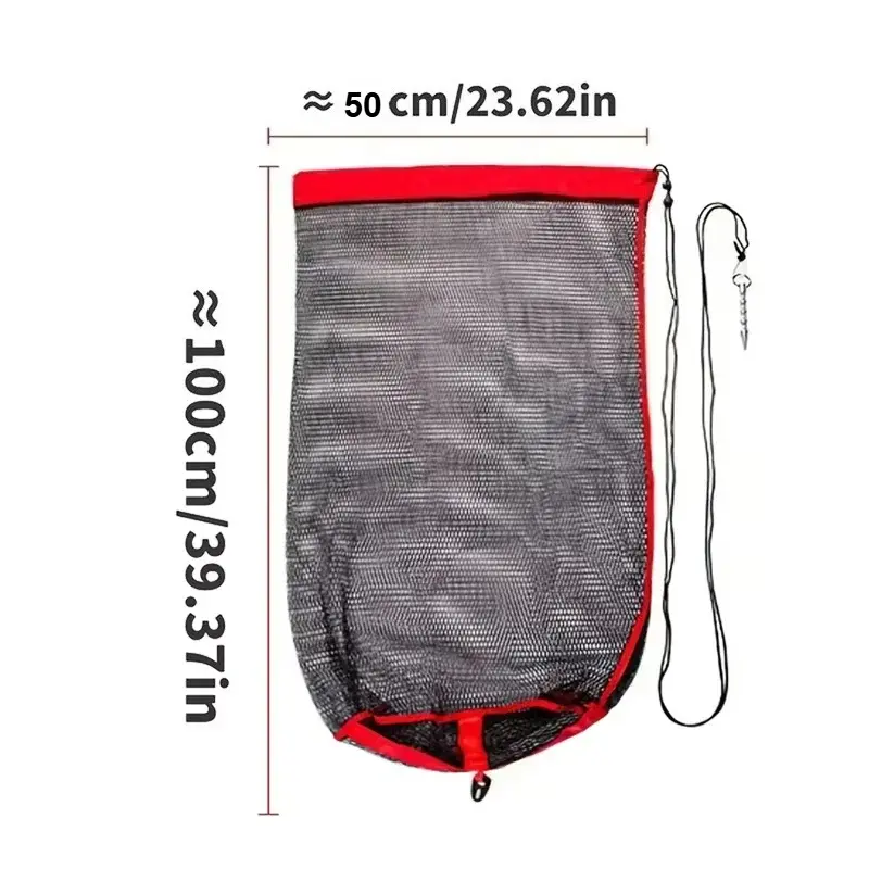 Fishing Mesh Bag Folding Fishing Gear Thickening Small Grid Nets Live Fish Nets Bag Bundle Mouth Net Bag Fishing Supply