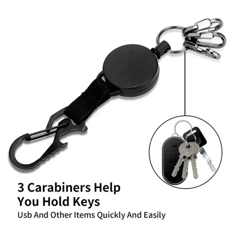 Stainless Steel Rope Camping Telescopic Burglar Chain Key Holder Tactical Keychain Outdoor Key Ring Return Retractable Key Chain