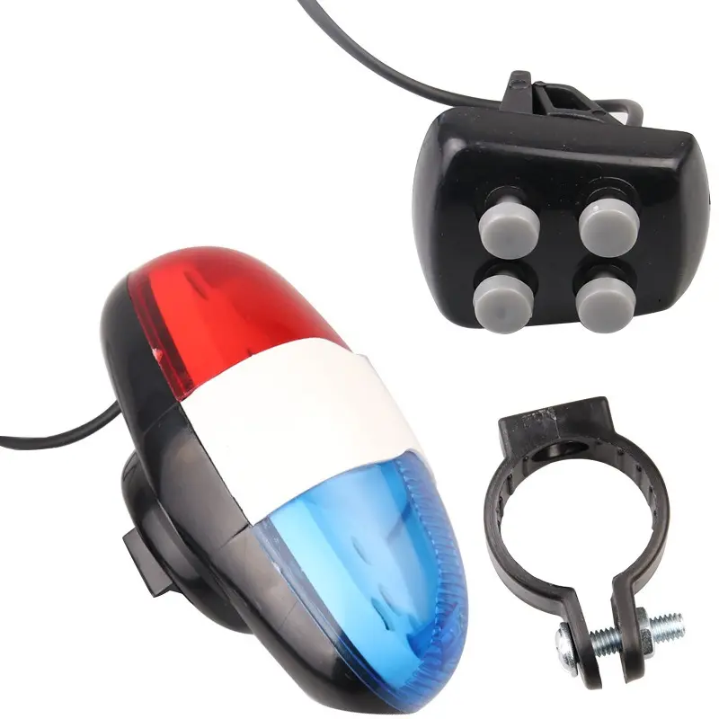 6 LED Bike Bell Police Taillight Rear Warning Siren Electric Horn Multifunction Cycling Front Light Warning Light Bicycle Bell