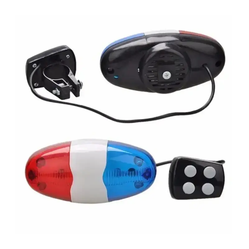 6 LED Bike Bell Police Taillight Rear Warning Siren Electric Horn Multifunction Cycling Front Light Warning Light Bicycle Bell