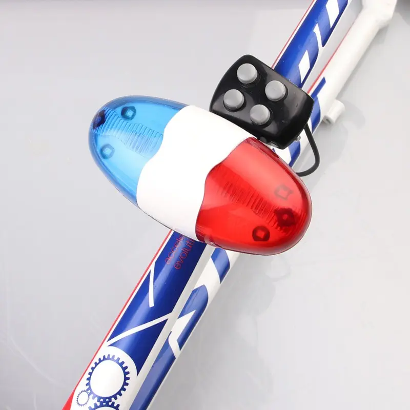 6 LED Bike Bell Police Taillight Rear Warning Siren Electric Horn Multifunction Cycling Front Light Warning Light Bicycle Bell