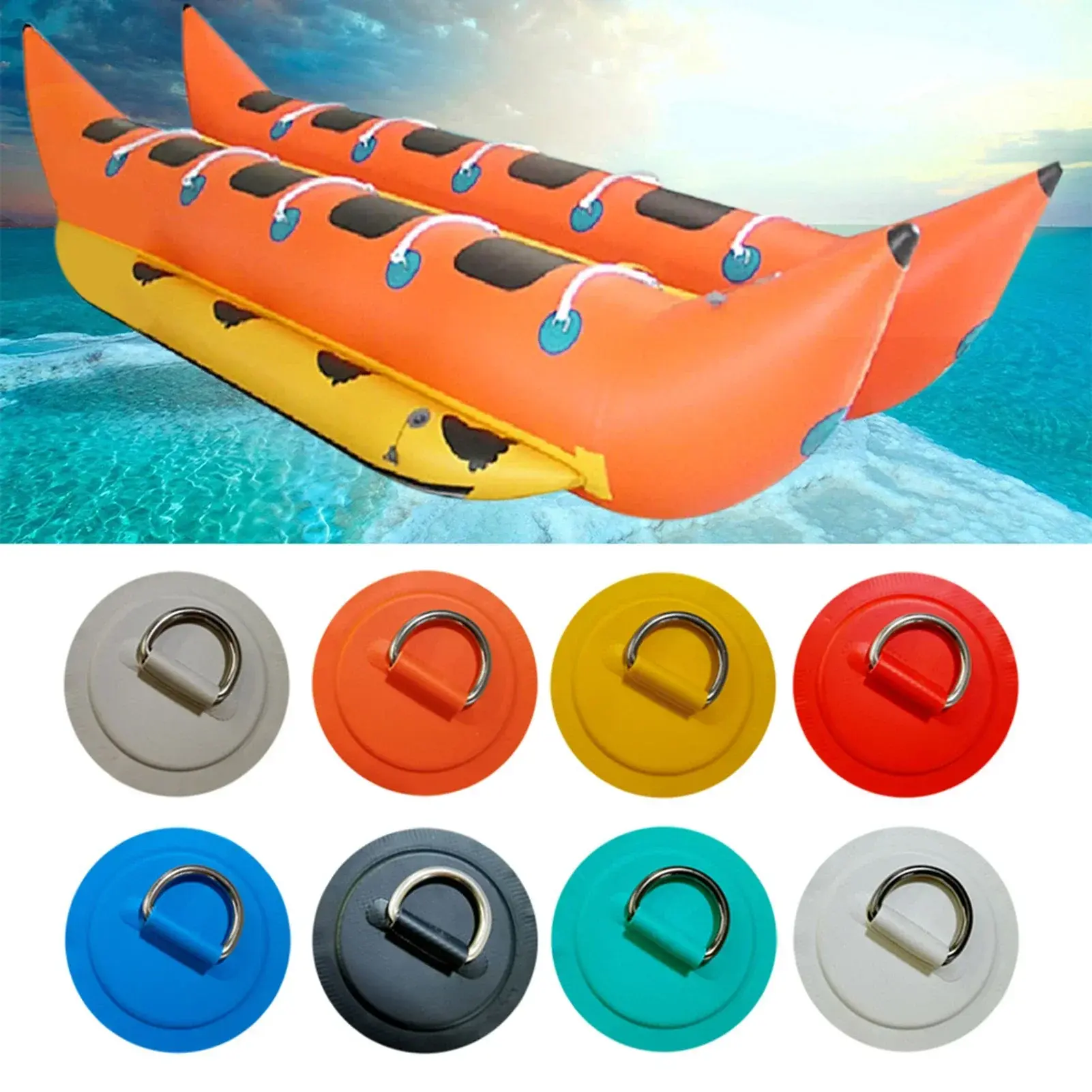 1PC Surfboard Dinghy Boat PVC Patch With Stainless Steel D Ring Pad/Patch Inflatable Boat Patch Deck Rigging Sup Bungee Rope Kit
