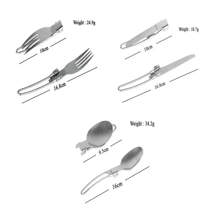 Camping Fork Spoon Outdoor Tableware Foldable Ultralight Stainless Steel Set of Dishes for Camping Outdoor Cooking Tools