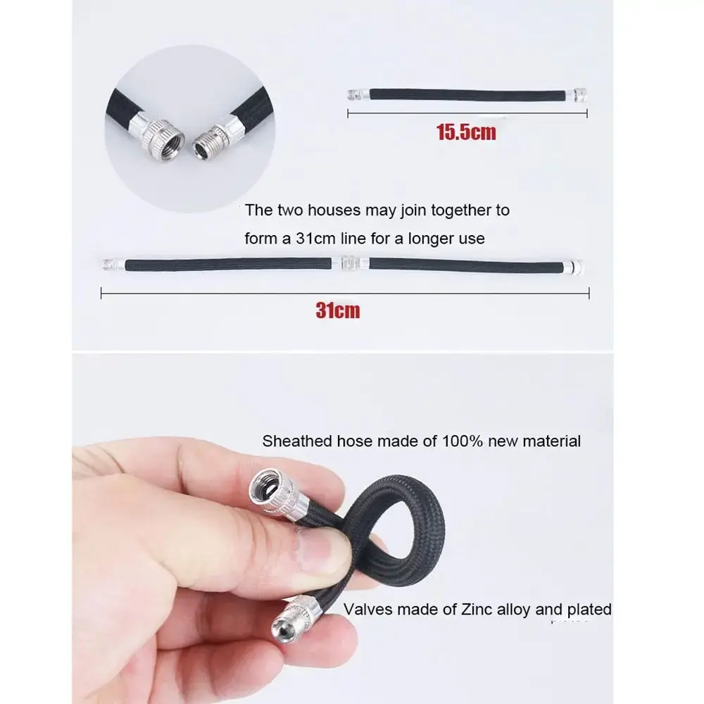 1PC Longer Use 150Psi Schrader A/V Valve Bicycle Pump Extension Hose Tube Pipe Cord Portable Bike Pumping Service Parts