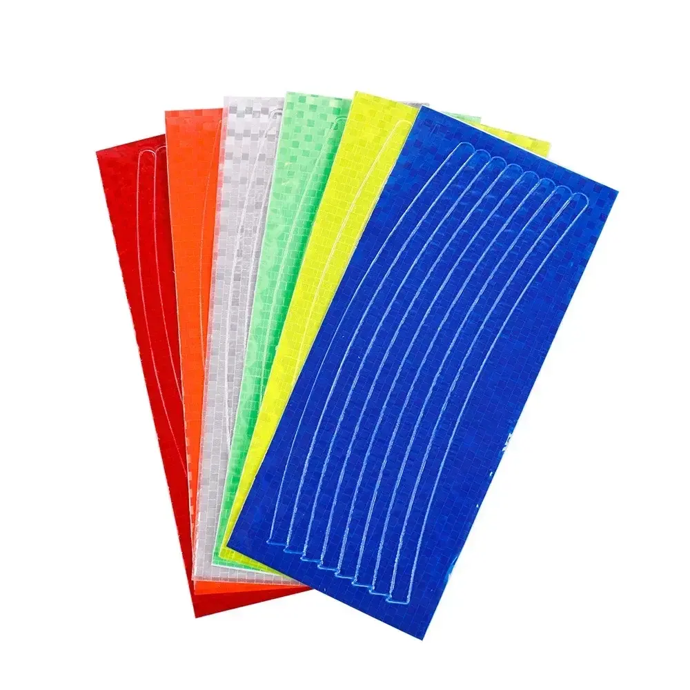 21cmx8cm Wheel Rim Reflective Stickers for Mountain Bike Motor Safety Night Protective Decals Tape Cycling Driving Accessories
