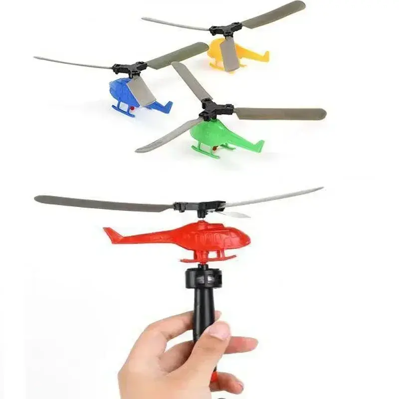 1/3sets Bamboo Dragonfly Handle Pull Helicopter Children's Outdoor Games Sports Toys for Boys Girls