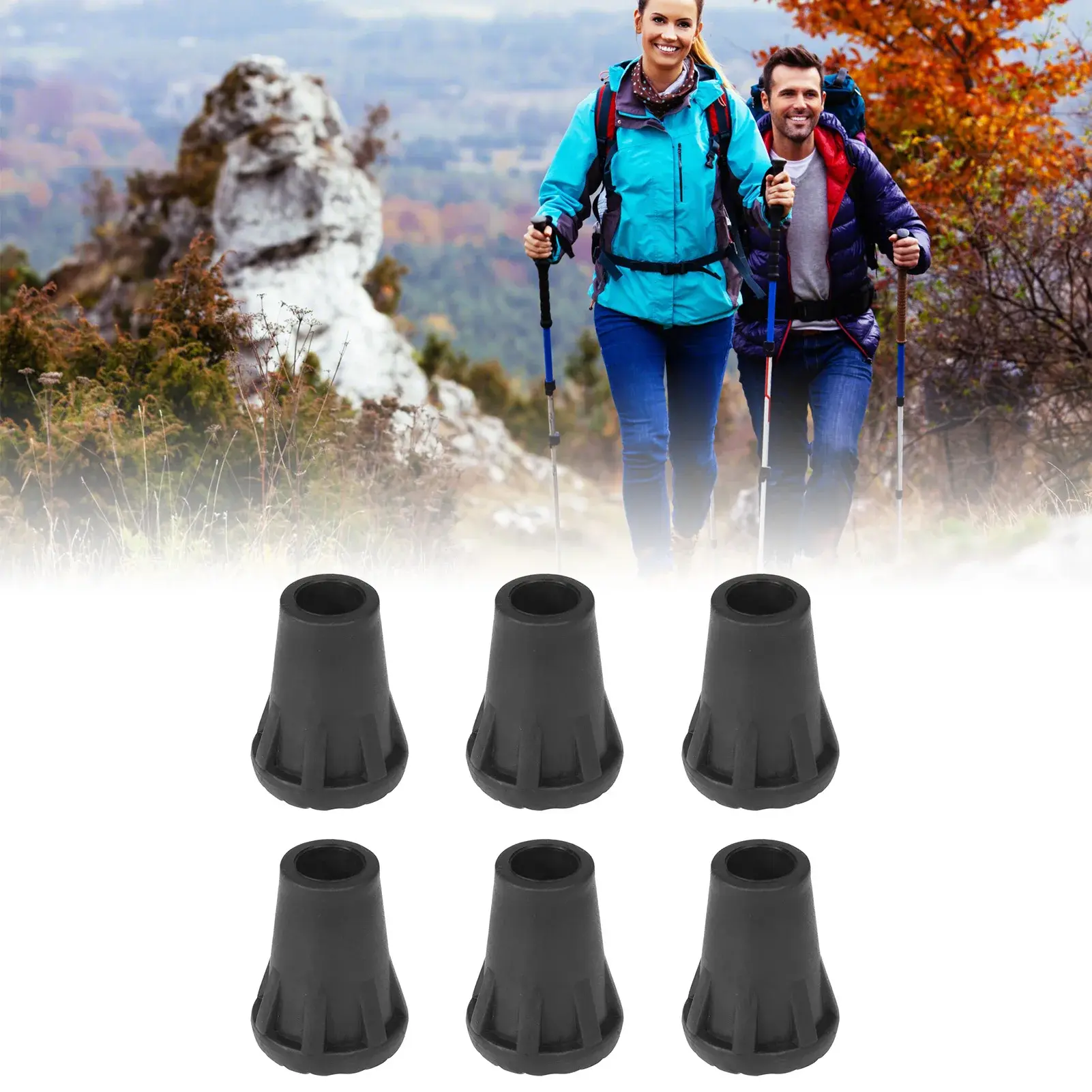 2/5PC Non-Slip Trekking Pole Nordic Walking Stick Cane Climb Replacement Alpenstock Outdoor Camp Hiking Protector Cap Tip Rubber