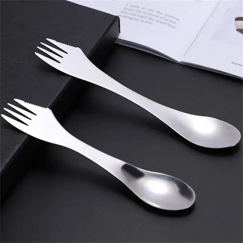 Titanium 3 in 1 Fork Spoon Spork Cut Set Outdoor Dual-purpose Tableware Cutlery Thickness