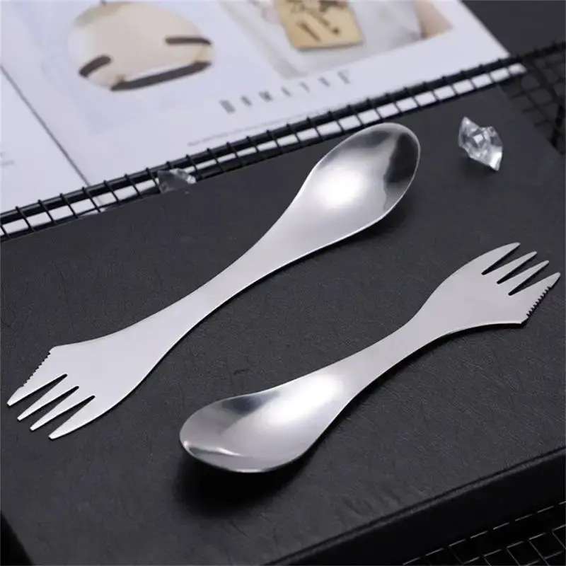Titanium 3 in 1 Fork Spoon Spork Cut Set Outdoor Dual-purpose Tableware Cutlery Thickness