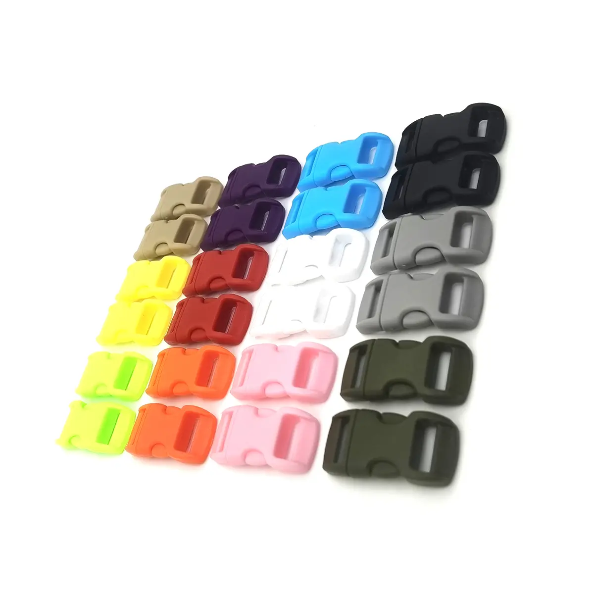 10Pcs 3/8" 10mm Side Release Buckle Curved Parachute 550 Paracord Bracelet DIY Dog Collar Strap Webbing Outdoor Camp