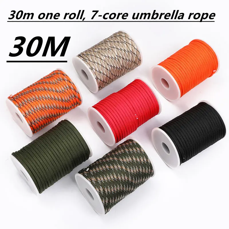 7-Core 550 Paracord 100FT(30M) 4mm Parachute Cord Outdoor Camping survival Rope kit Umbrella Tent Lanyard Strap