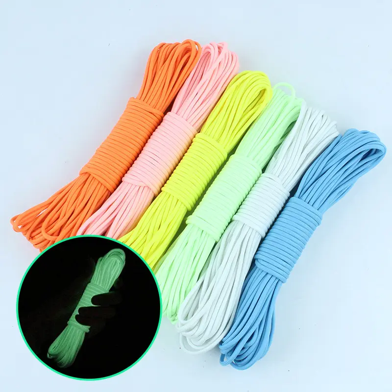20M Luminous Paracord 550 Parachute Cord Survival Lanyard 9 Core Rope Glow In The Dark Outdoor Tent Bondage Hike Climb Camp Tow