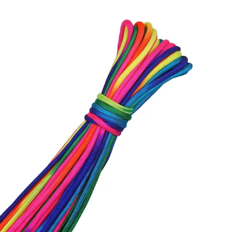 4mm Rainbow Colors Cord Rope III 7 Strand Parachute Lanyard Rope Climbing Camping Survival Equipment Paracord Bracelet