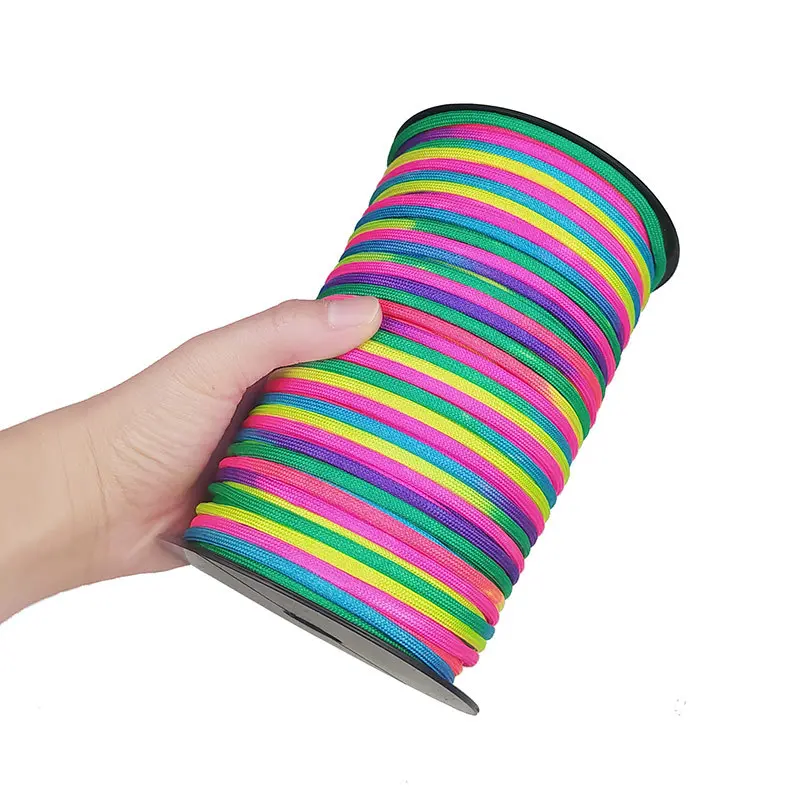 100M 4mm rainbow strip dye gradient 7 core paracord DIY knitting bracelet bracelet accessories material camping  rope  lanyard