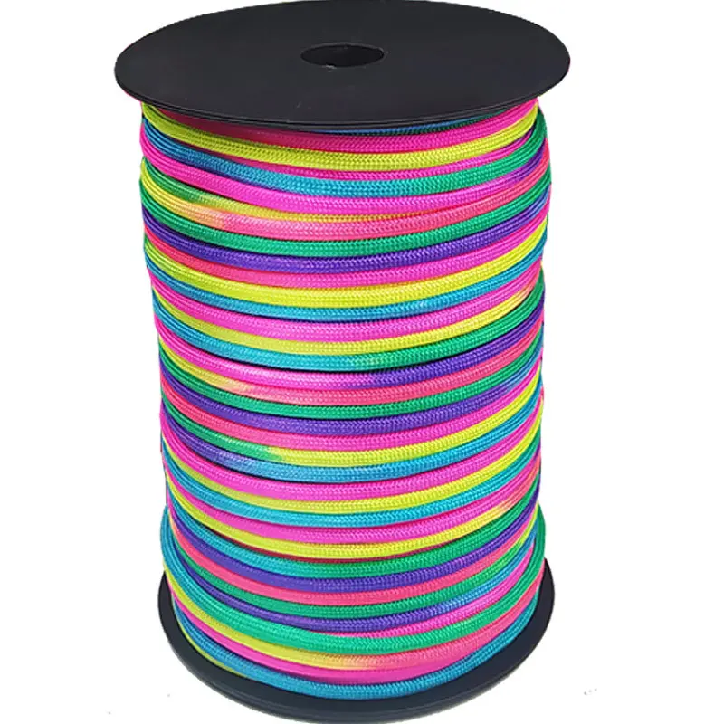 100M 4mm rainbow strip dye gradient 7 core paracord DIY knitting bracelet bracelet accessories material camping  rope  lanyard