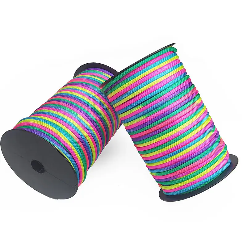 100M 4mm rainbow strip dye gradient 7 core paracord DIY knitting bracelet bracelet accessories material camping  rope  lanyard