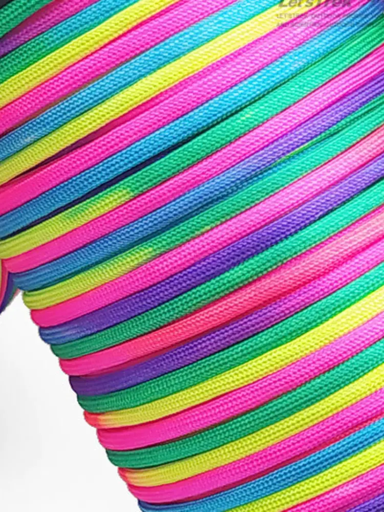 100M 4mm rainbow strip dye gradient 7 core paracord DIY knitting bracelet bracelet accessories material camping  rope  lanyard