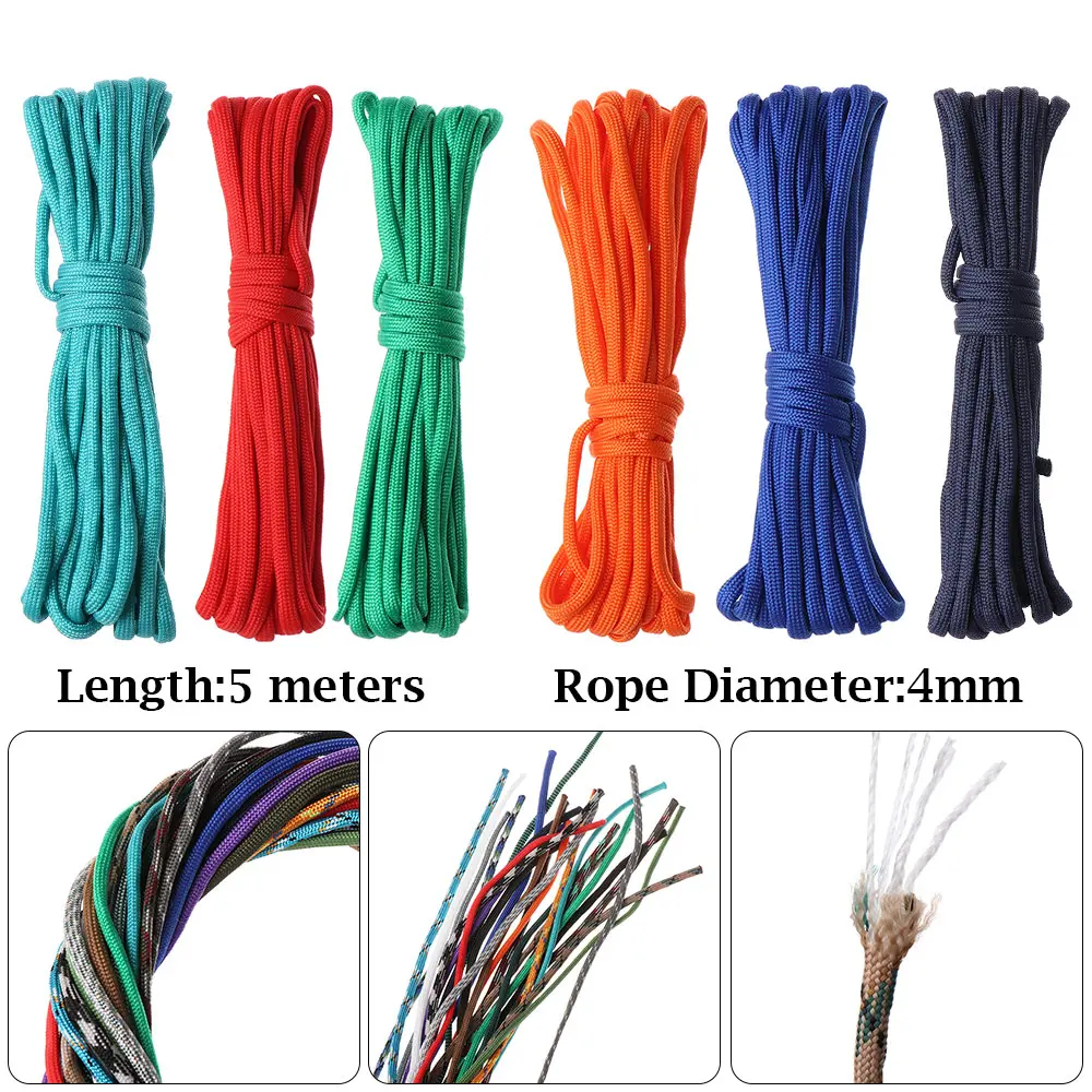 10Meter 4mm Paracord Cord Lanyard Nylon Rope 7-Strand Lanyard Tent Ropes Survival Outdoor Camping Standard military Equipment