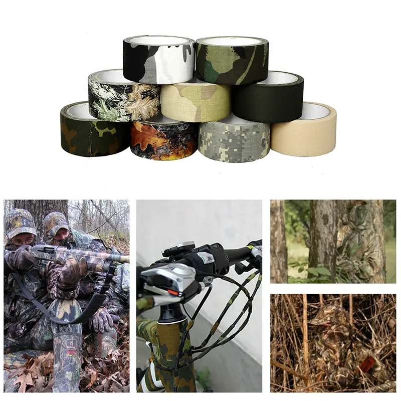 10m Camping Camouflage Tape Waterproof Gun Hunting Accessories Cotton Cloth+Hot-melt Outdoor Birds Watching Photographers Tape
