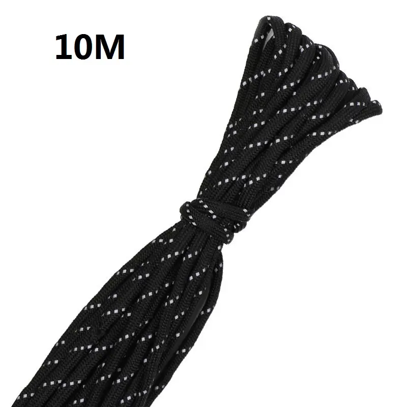 10M 550 Reflective Paracord Parachute Cord Lanyard Tent Rope 7 Strand Paracord For Hiking Camping Survival Parachute Cord