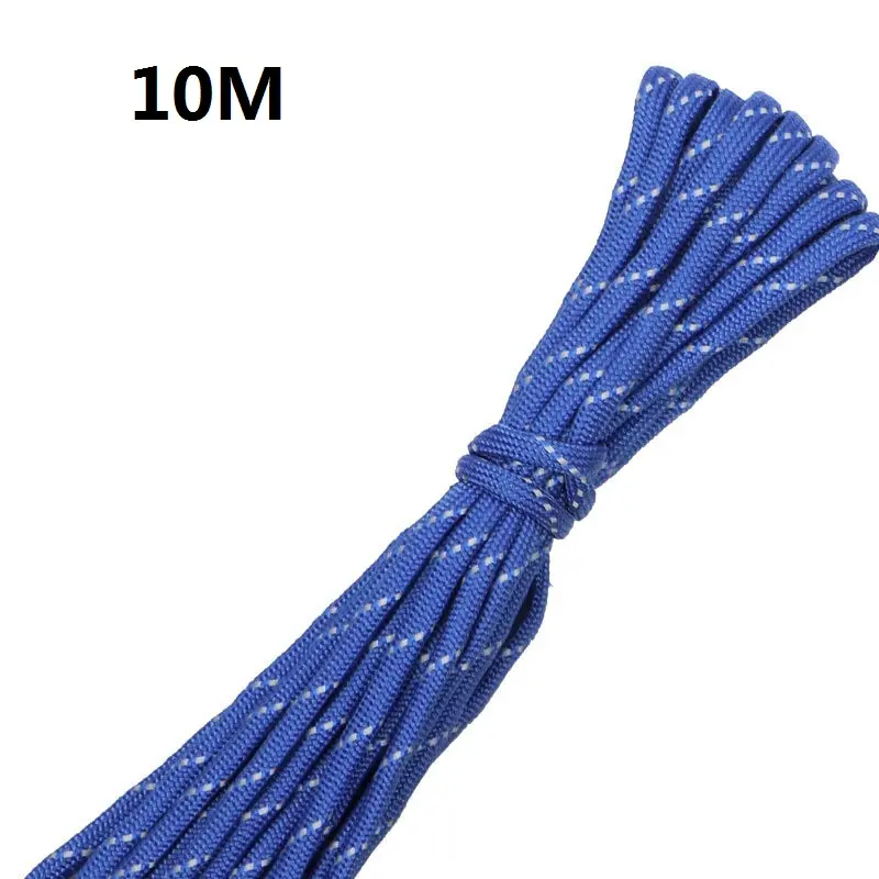 10M 550 Reflective Paracord Parachute Cord Lanyard Tent Rope 7 Strand Paracord For Hiking Camping Survival Parachute Cord