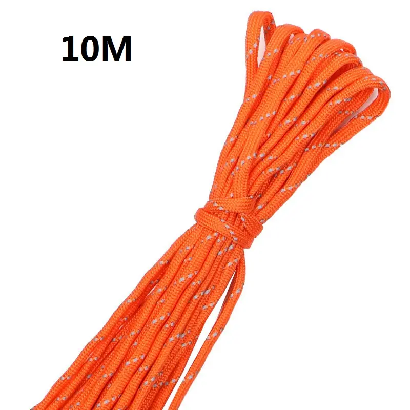 10M 550 Reflective Paracord Parachute Cord Lanyard Tent Rope 7 Strand Paracord For Hiking Camping Survival Parachute Cord
