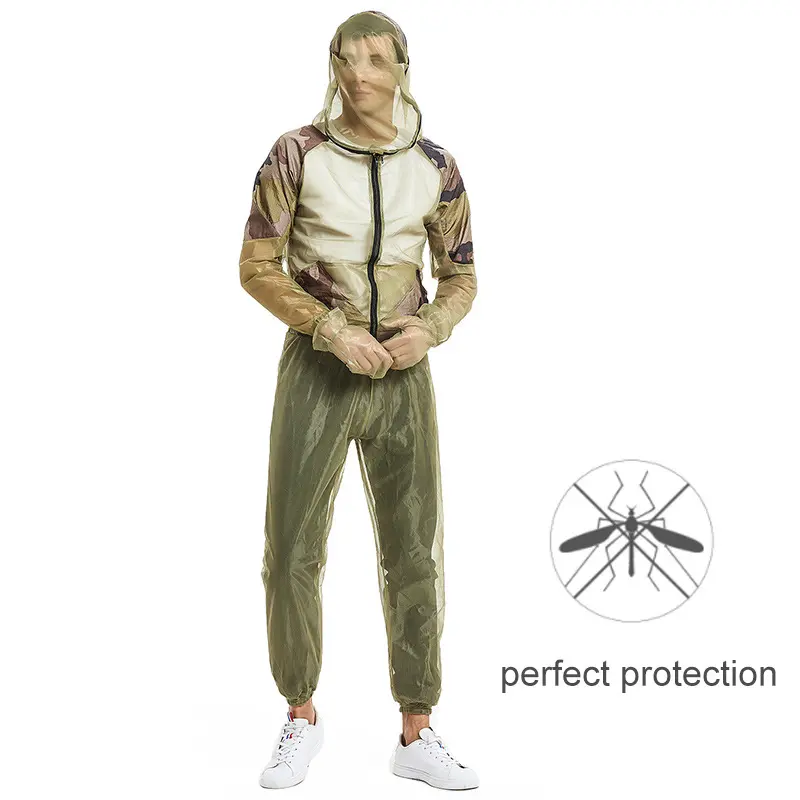 Unisex Fishing Clothes Mesh Hood Mosquito Repellent Suit Anti-Mosquito Bite Coat Insect-proof Jacket Set For Outdoor Protection