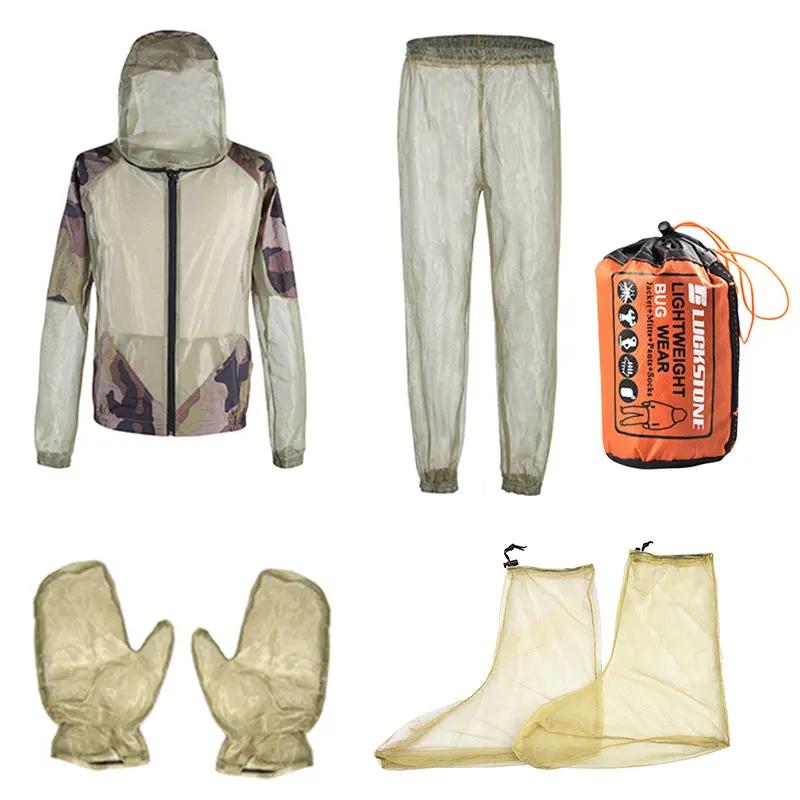 Unisex Fishing Clothes Mesh Hood Mosquito Repellent Suit Anti-Mosquito Bite Coat Insect-proof Jacket Set For Outdoor Protection