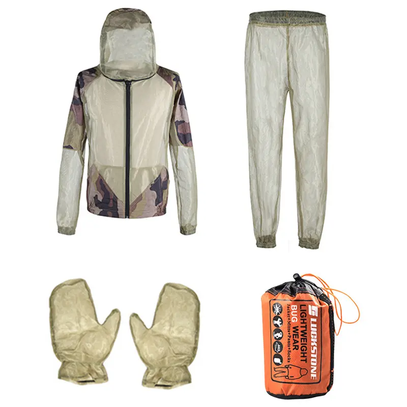 Unisex Fishing Clothes Mesh Hood Mosquito Repellent Suit Anti-Mosquito Bite Coat Insect-proof Jacket Set For Outdoor Protection