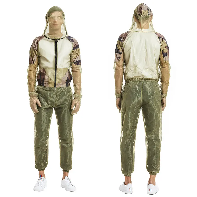 Unisex Fishing Clothes Mesh Hood Mosquito Repellent Suit Anti-Mosquito Bite Coat Insect-proof Jacket Set For Outdoor Protection