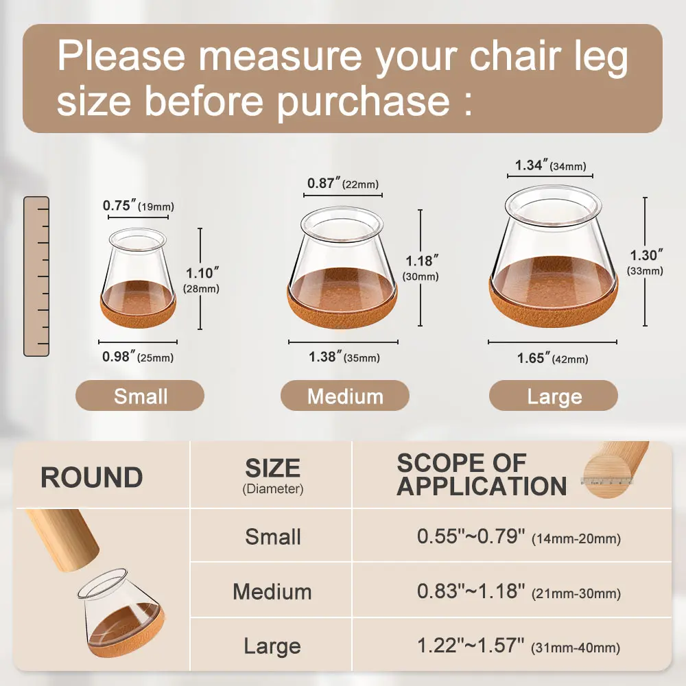 24 Pcs Chair Leg Floor Protectors for Hardwood Floors  Silicone Covers to Protect WoodFurniture Leg Caps No Noise