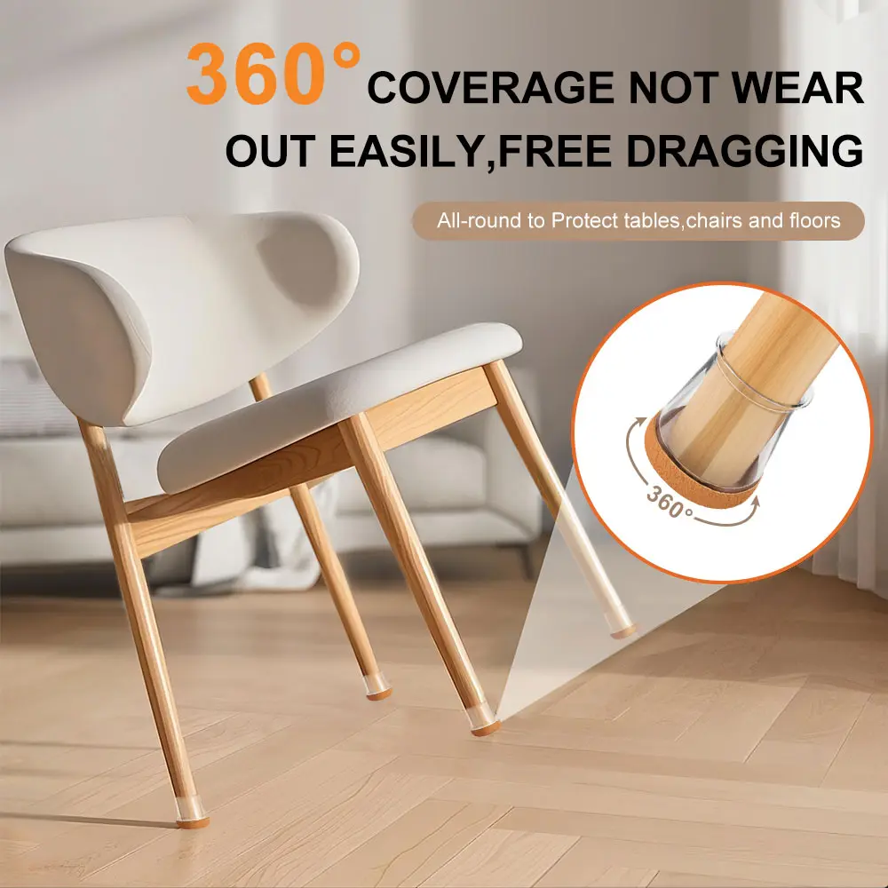 24 Pcs Chair Leg Floor Protectors for Hardwood Floors  Silicone Covers to Protect WoodFurniture Leg Caps No Noise