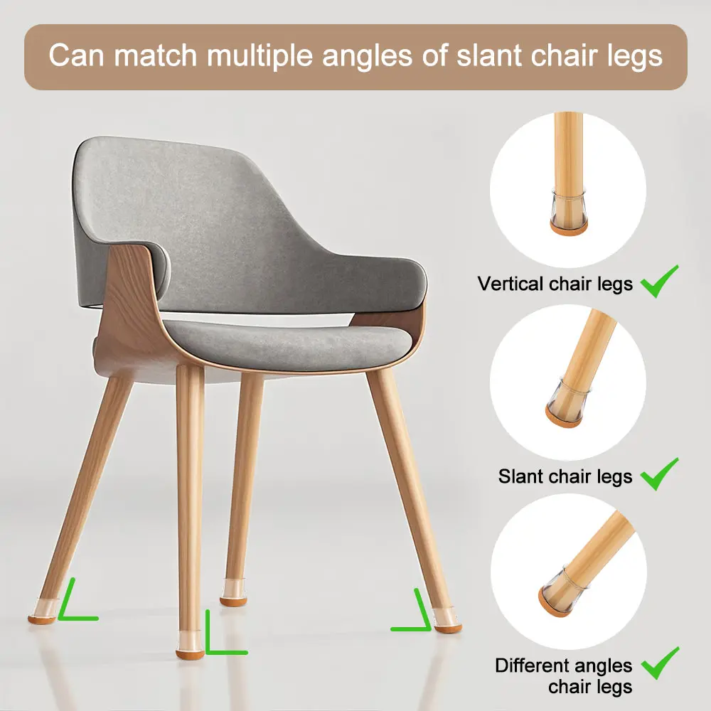 24 Pcs Chair Leg Floor Protectors for Hardwood Floors  Silicone Covers to Protect WoodFurniture Leg Caps No Noise