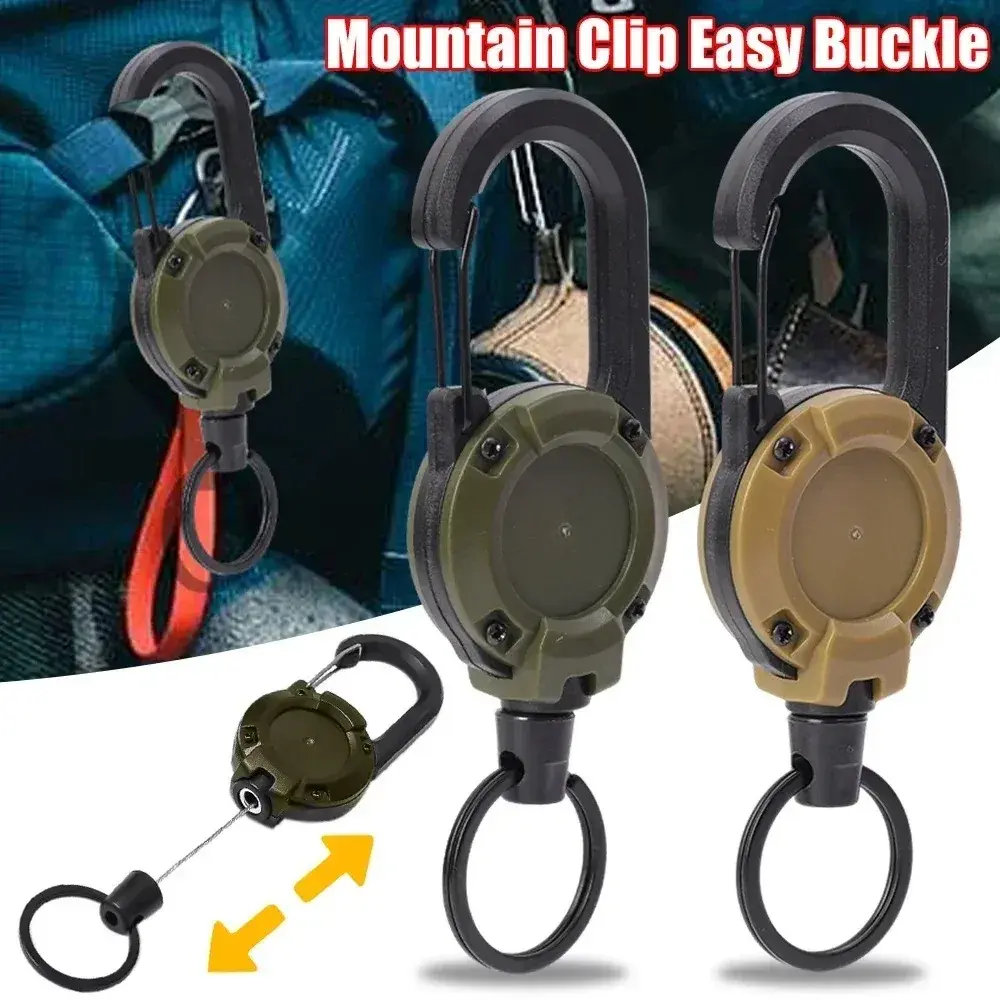 3Pcs Versatile Carabiner Set Outdoor Keychain Tools Automatic Retractable Anti-Loss Key chain Telescopic Wire Backpack Buckle