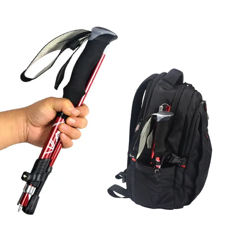 1 PCS 5 Section Outdoor Fold Trekking Pole Camping Portable Walking Hiking Stick For Nordic Elderly Telescopic Easy Put Into Bag