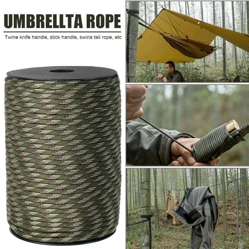 100m 550 Military Standard 9-Core Paracord Rope 4mm Outdoor Parachute Cord Survival Umbrella Tent Lanyard Camping Strap