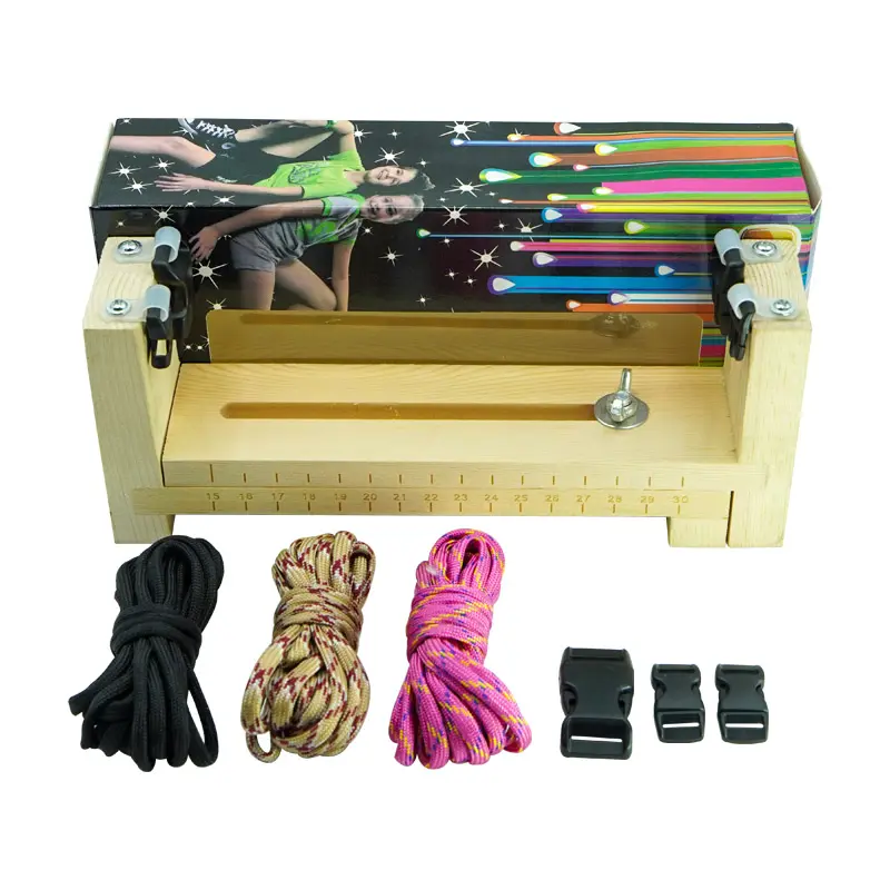 DIY Paracord Jig Set Craft Bracelets Lanyard Weaving Maker Wooden Frame-Paracord Braiding Adjustable Length Tool Kit