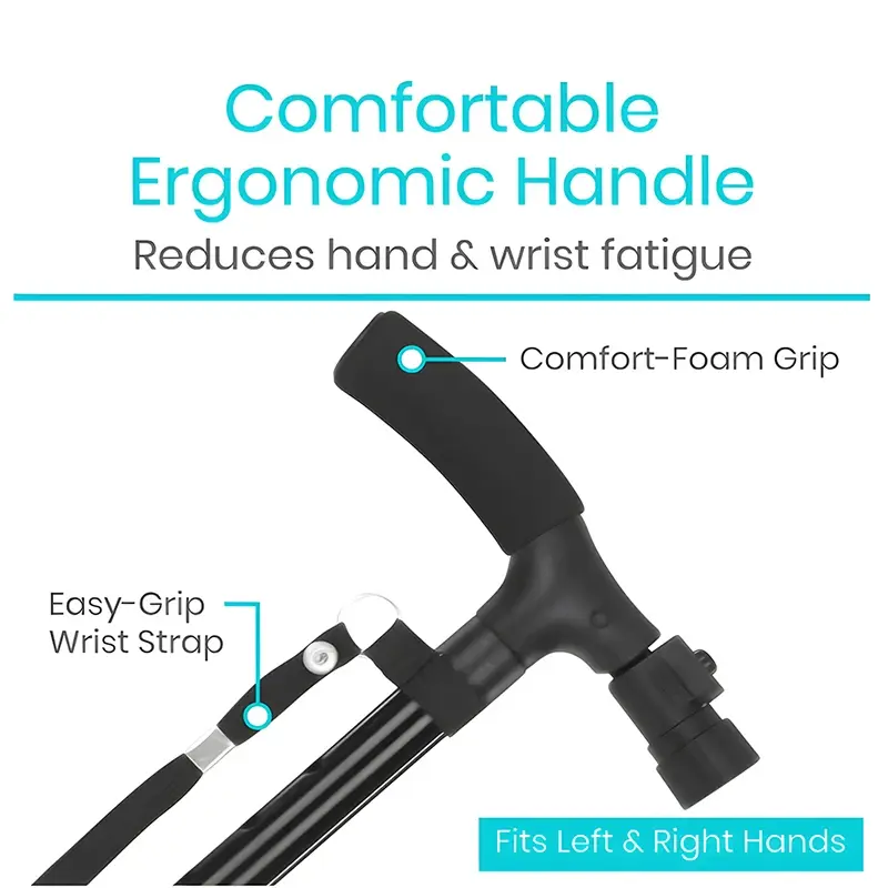 Folding Walking Stick With LED Light Adjustable Lightweight Collapsible Anti-Slip Walking Cane Old Men Crutch For The Elderly