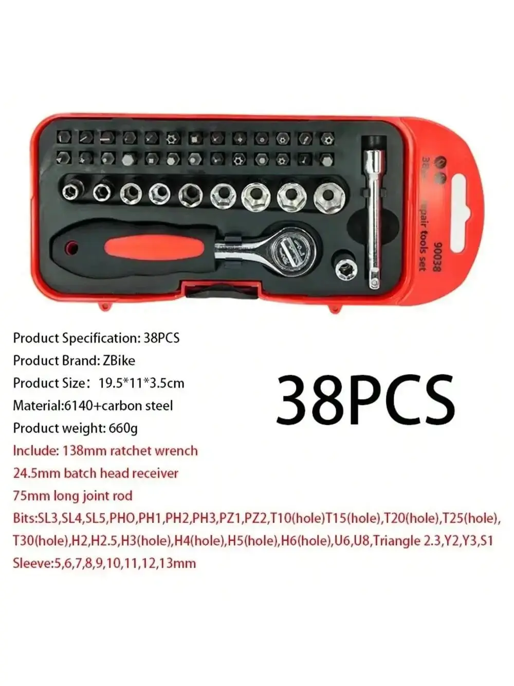 23/38PCS Bicycle Torque Wrench Set Dual Direction Bike Allen Key Tool Socket Spanner Pro Motorcycle Bicycle Repair Tool Kit