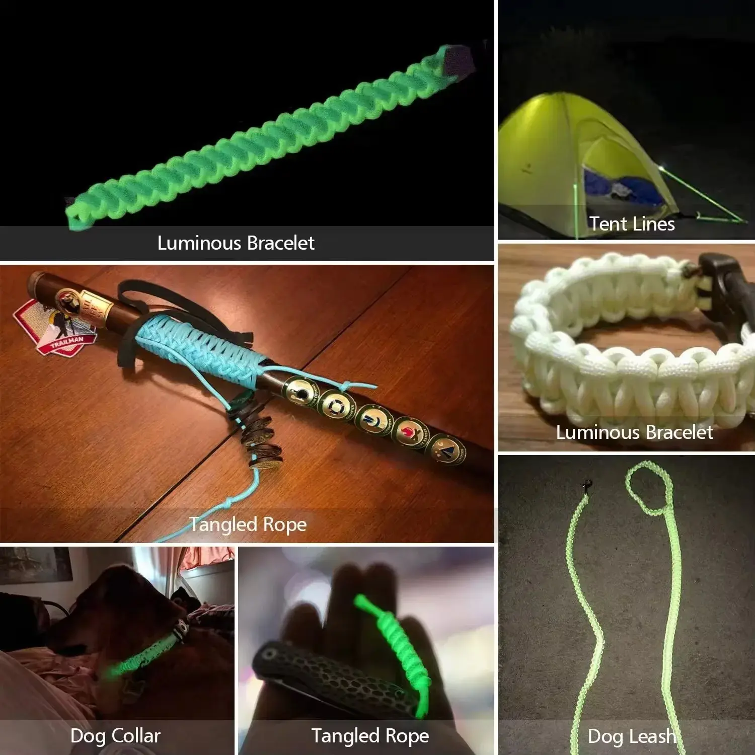 Luminous Rope 9 Strands 4mm Paracord Nylon 550 Tent Cord Glow Parachute Outdoor Bundle Lanyard Camping Survival EDC